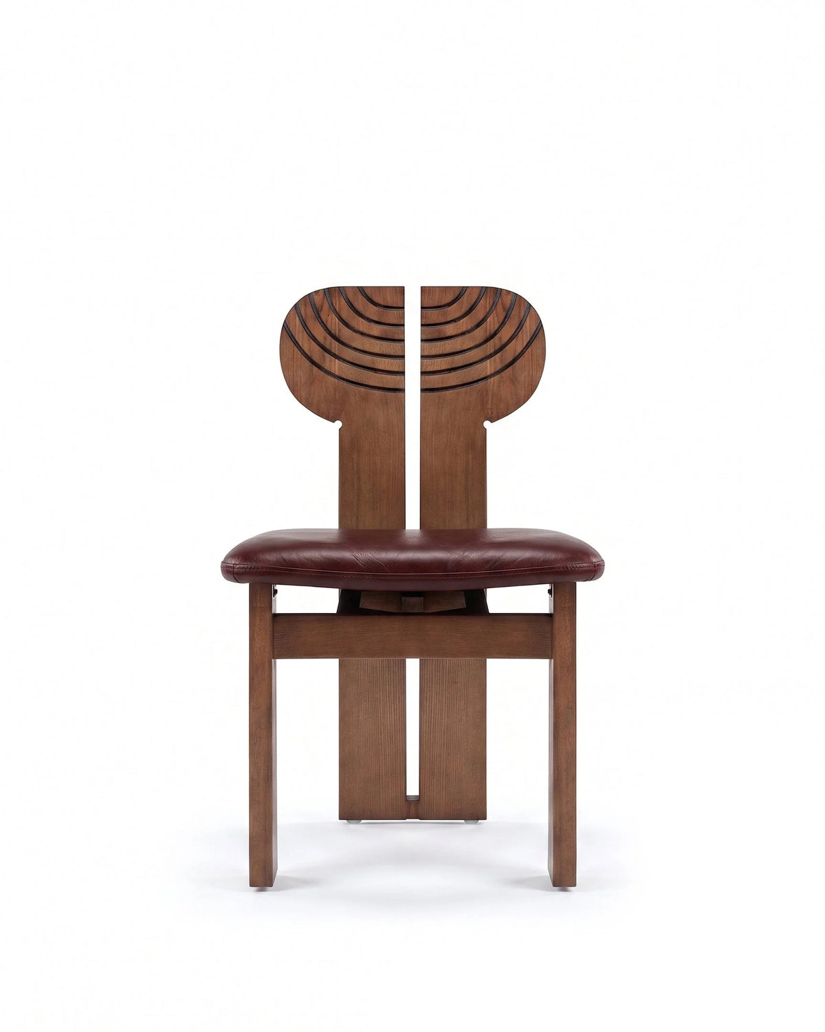 Afrika 75™ dining chair | carved wood back - oxblood vegan leather - chairs africa chair-inspired | madorne