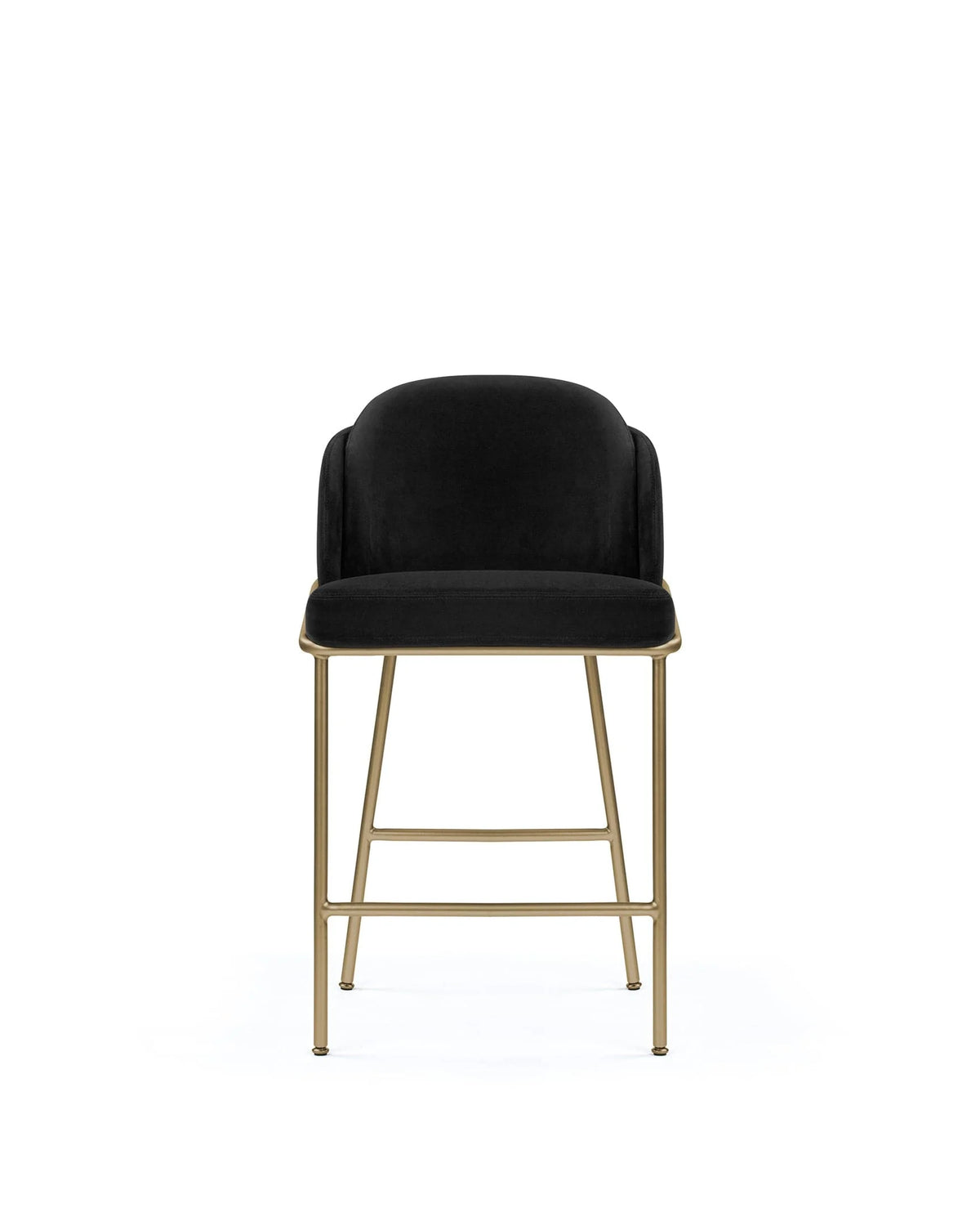 Aven™ counter stool | slim metal frame - black plush velvet and brushed brass - bar & stools aven | designer