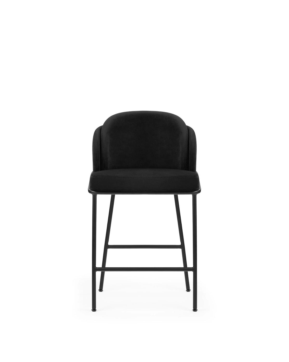 Aven™ counter stool | slim metal frame - black plush velvet and legs - bar & stools aven | designer or | madorne