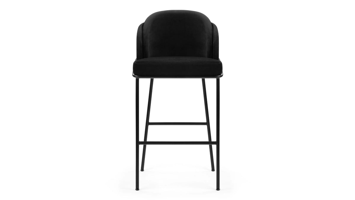 Bar & Counter Stools Aben Bar Stool, Black Plush Velvet