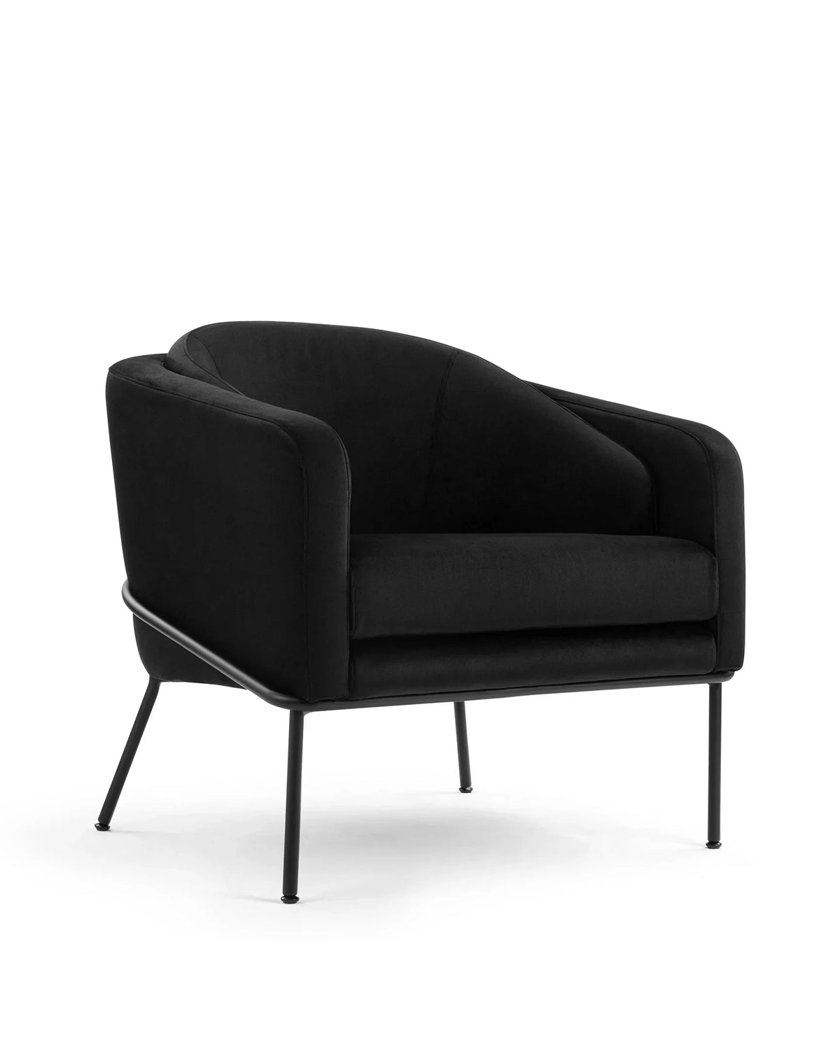 Avera™ lounge chair | black plush velvet and legs - chairs avera | modern | madorne