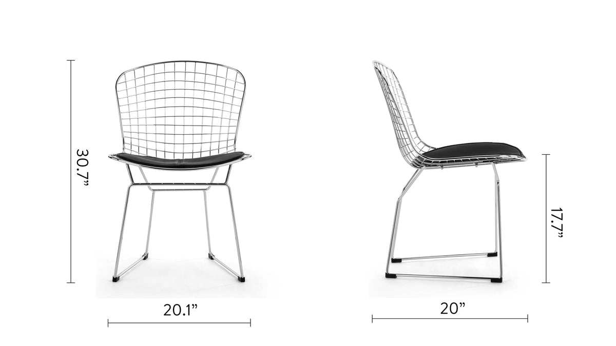 Berto sling 52™ side chair | leather and metal - dining chairs 52 inspired by bertoia