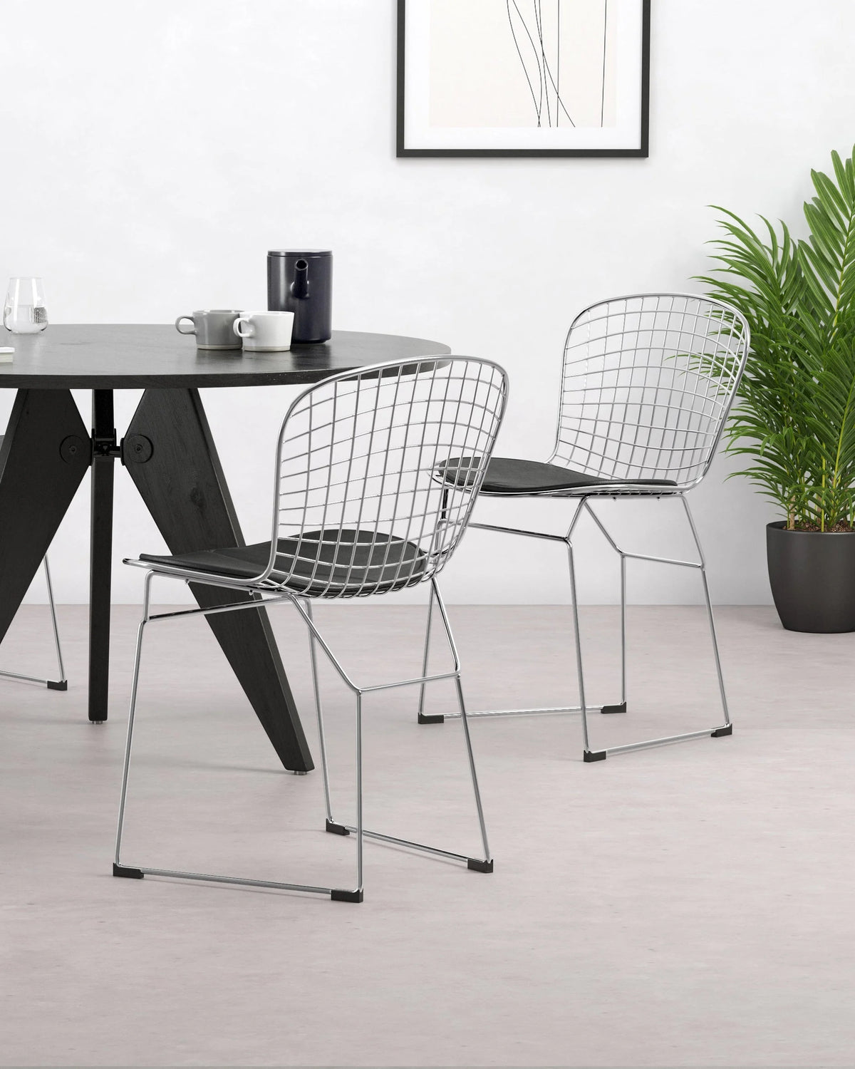 Berto sling 52™ side chair | leather and metal - dining chairs 52 inspired by bertoia