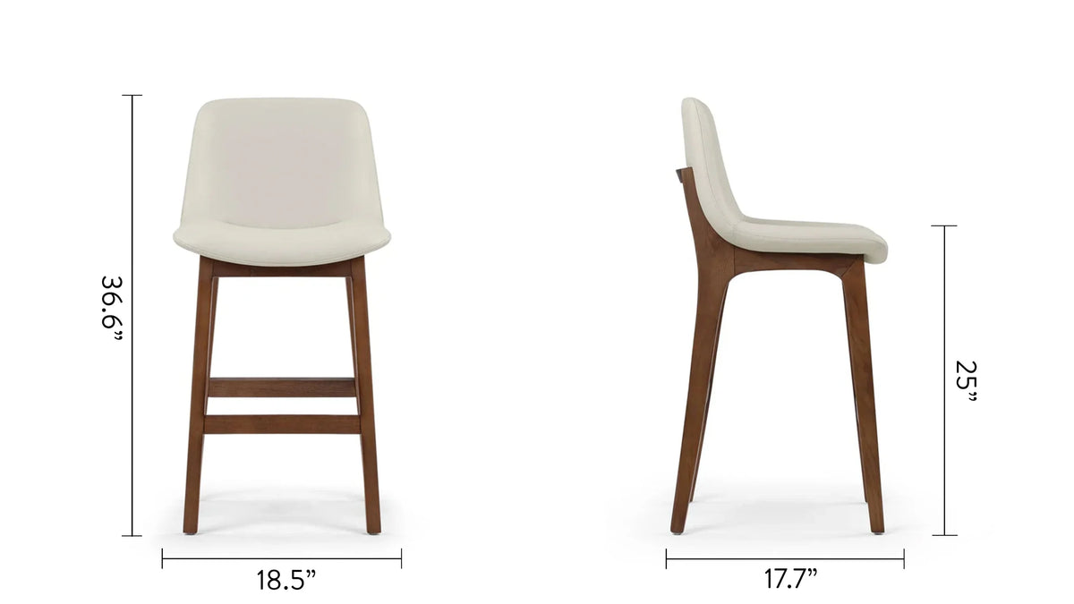 Blanc curve™ counter stool | walnut-stained wood - bar & stools curve | madorne