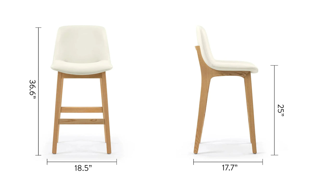 Blanc curve™ counter stool | walnut-stained wood - bar & stools curve | madorne