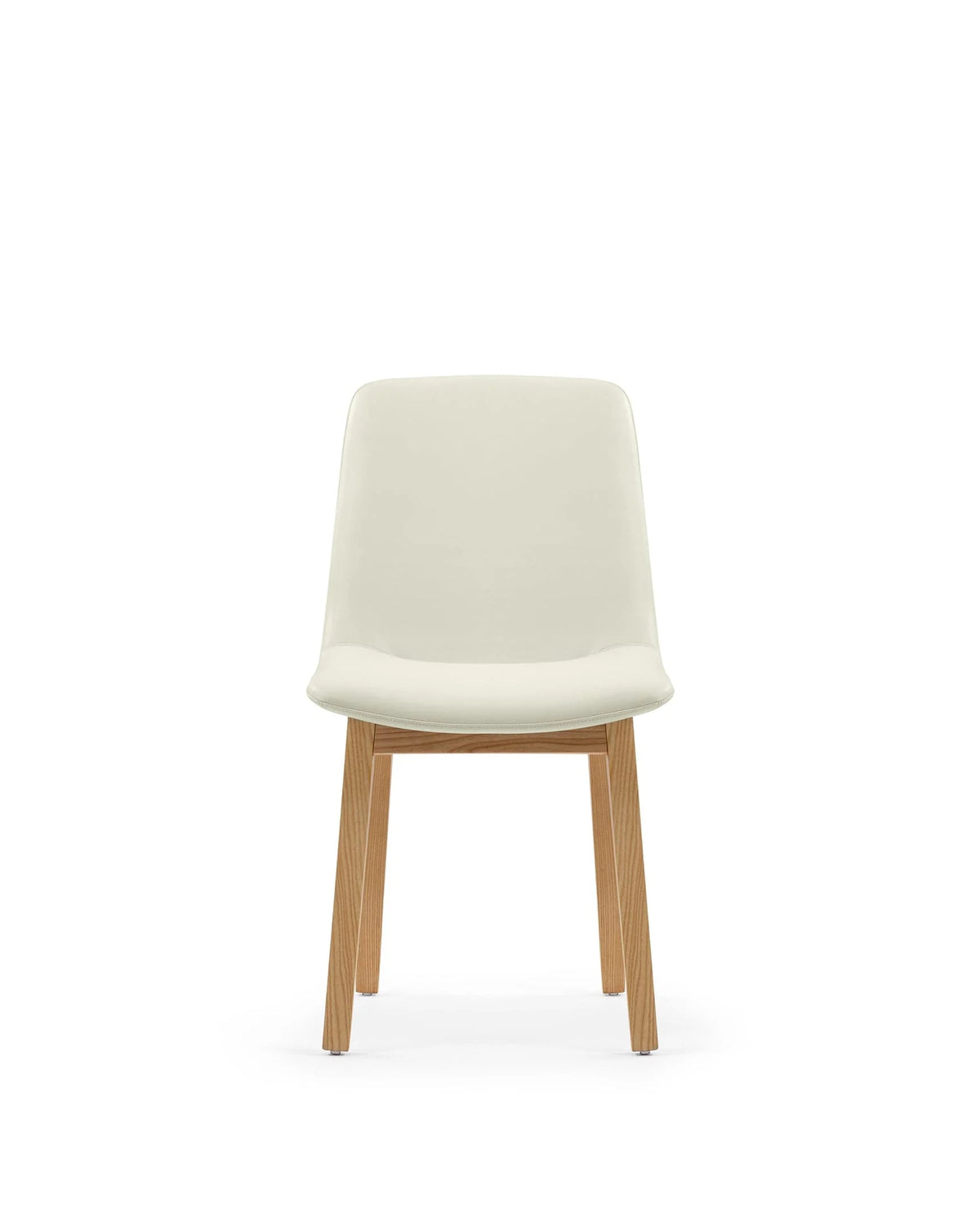 Blanc curve™ side chair | walnut-stained wood - eggshell vegan leather and natural ash - dining chairs curve | designer