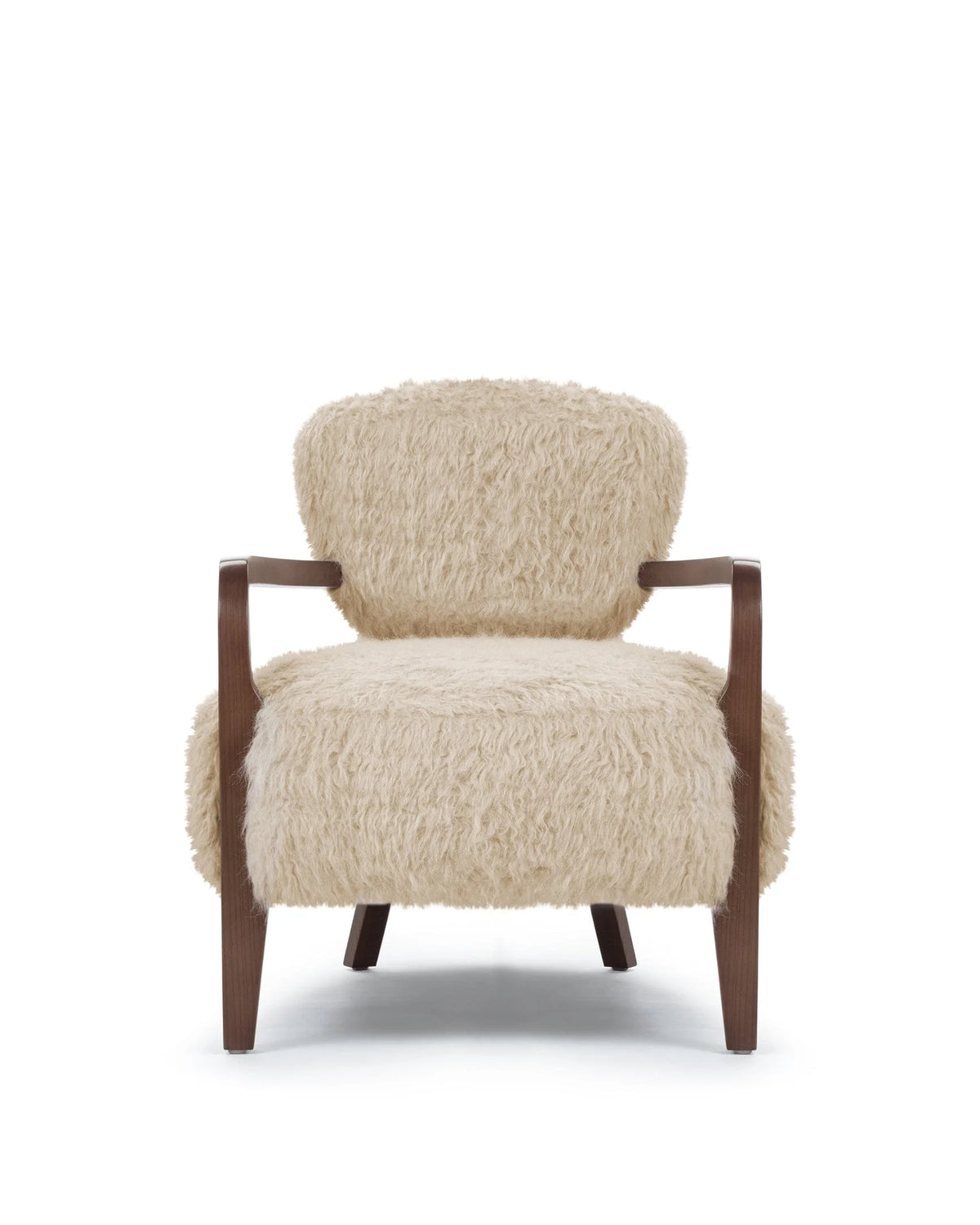 Caba™ lounge chair | textured upholstery and walnut - almond long hair sherpa - chairs caba | modern | madorne
