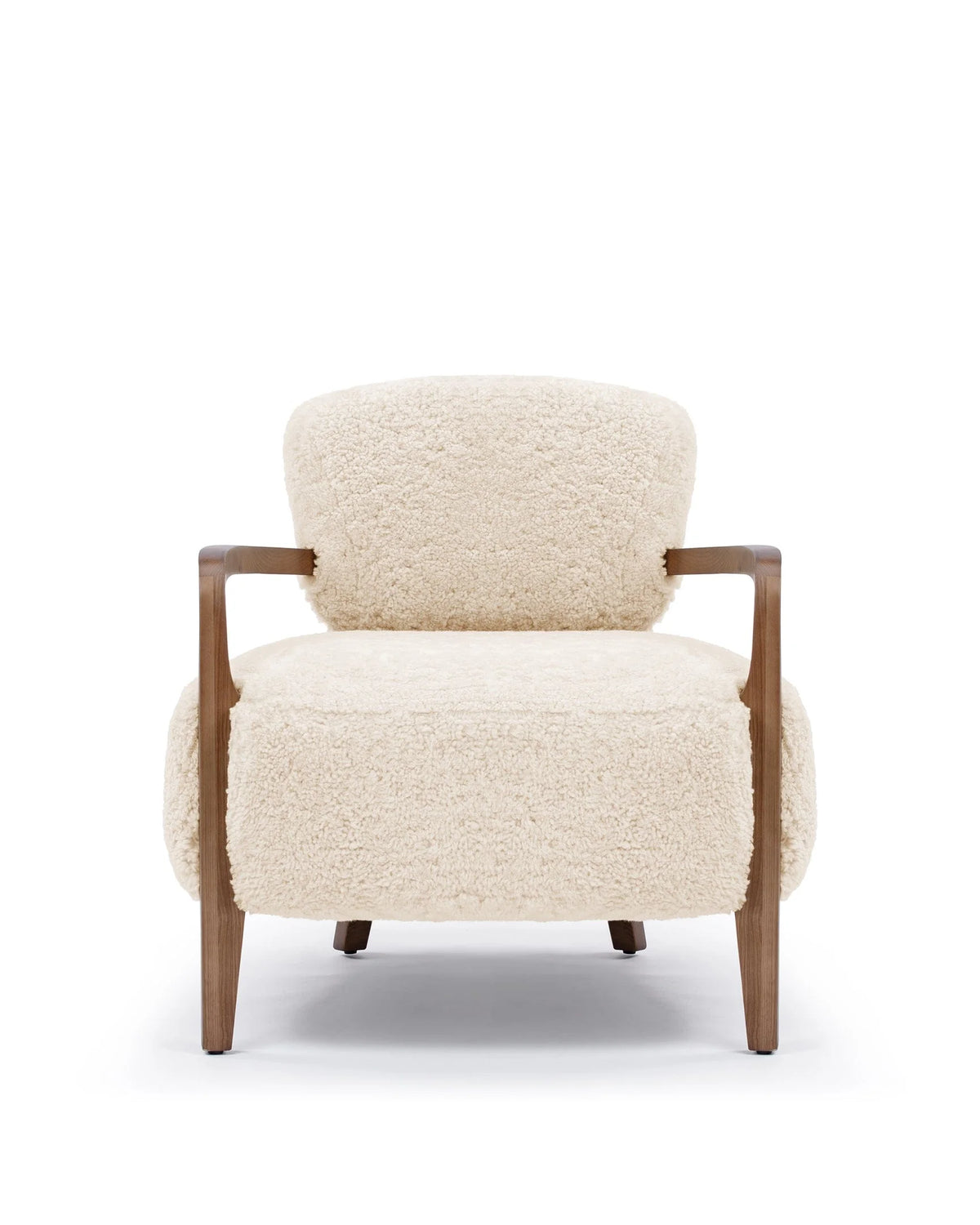 Caba™ lounge chair | textured upholstery and walnut - natural luxe sheepskin - chairs caba | modern | madorne