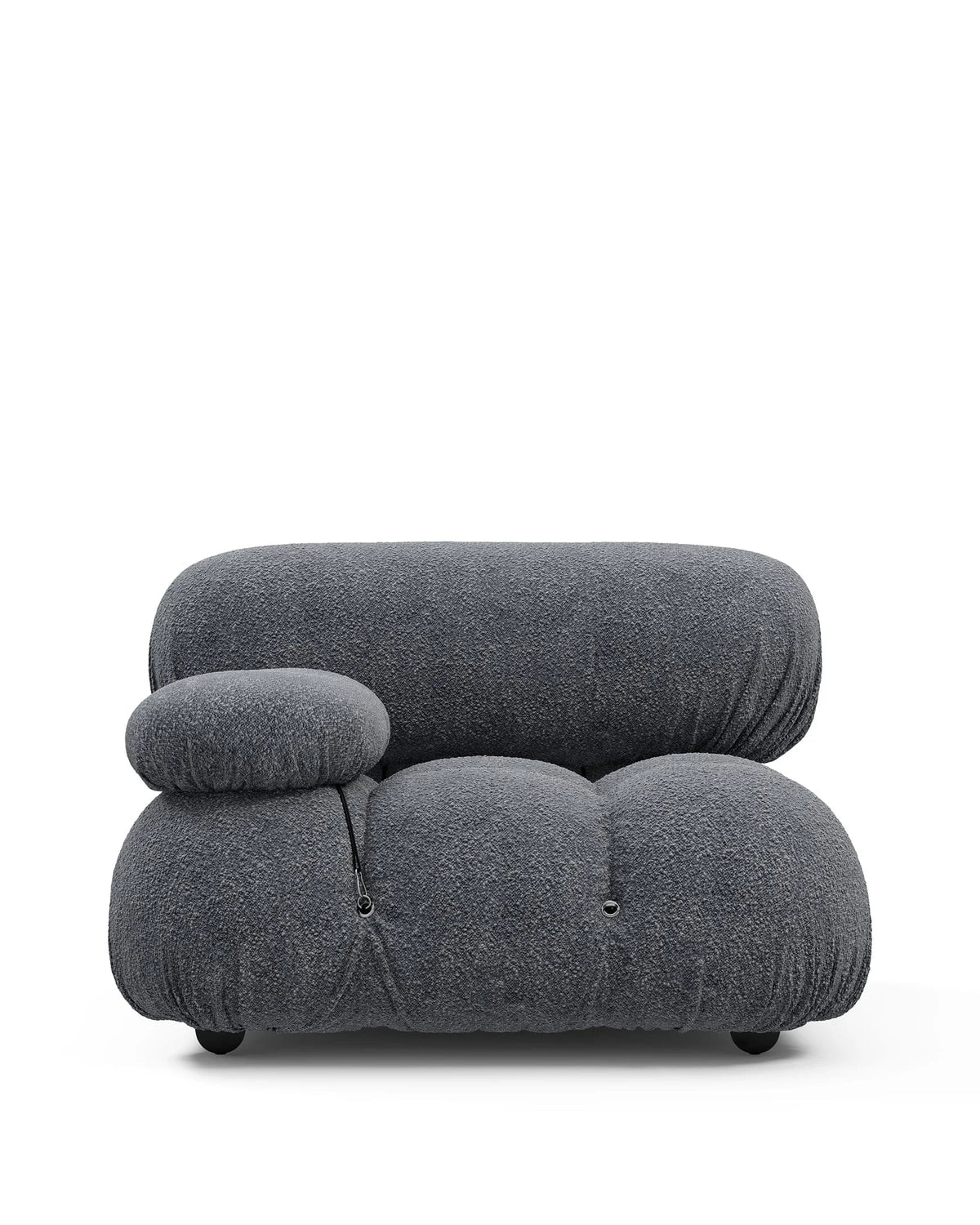 Cameleon 70™ left-arm module | deep tufting - gray boucle - modules 70 | modular sofa element | madorne