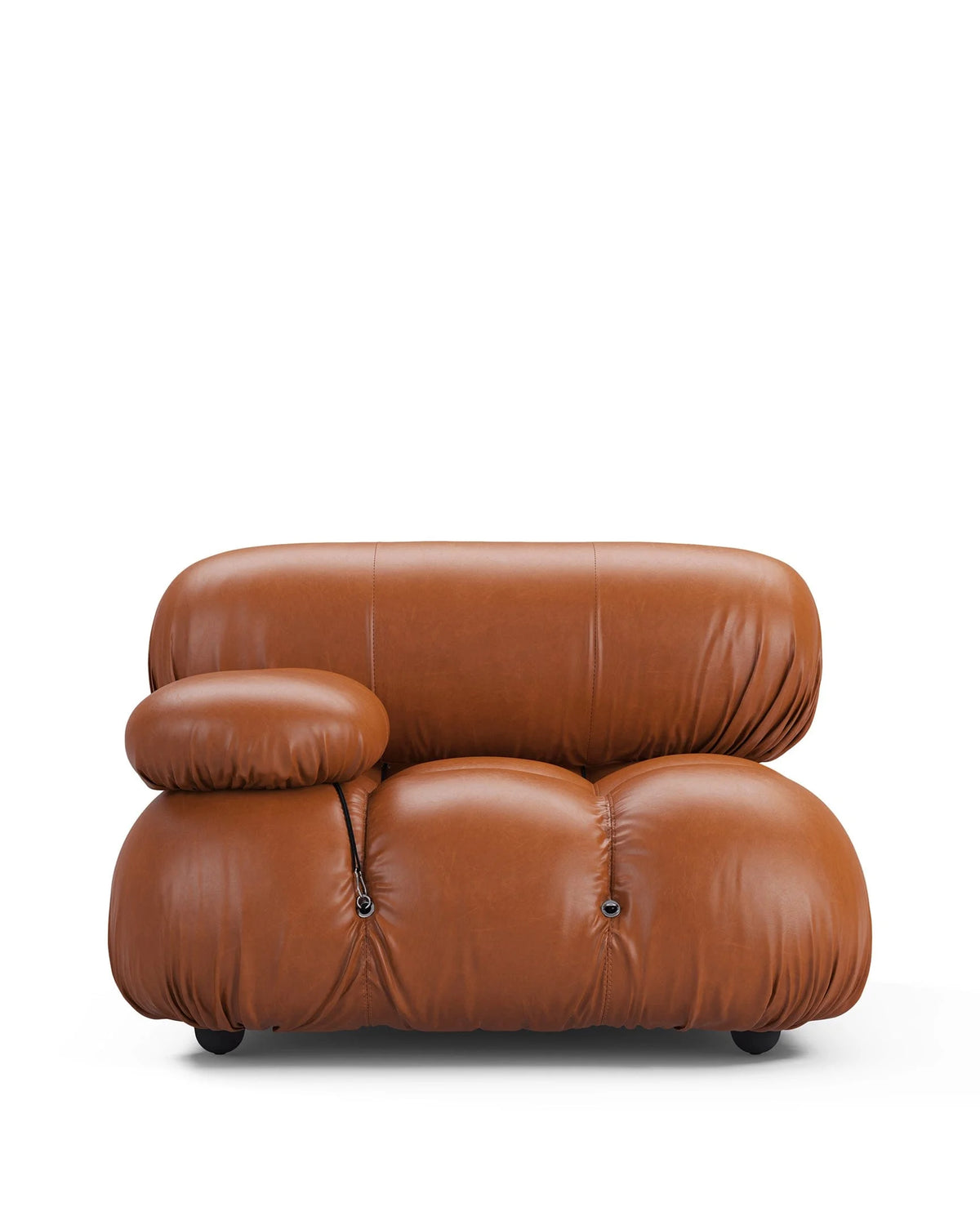 Cameleon 70™ left-arm module | deep tufting - tan premium leather - modules 70 | modular sofa element | madorne