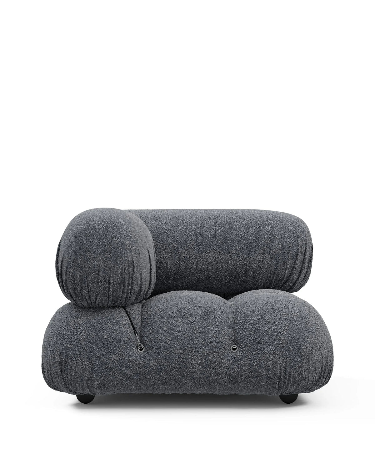 Cameleon 70™ left-corner module | deep tufting - gray boucle - modules 70 | modular sofa element | madorne