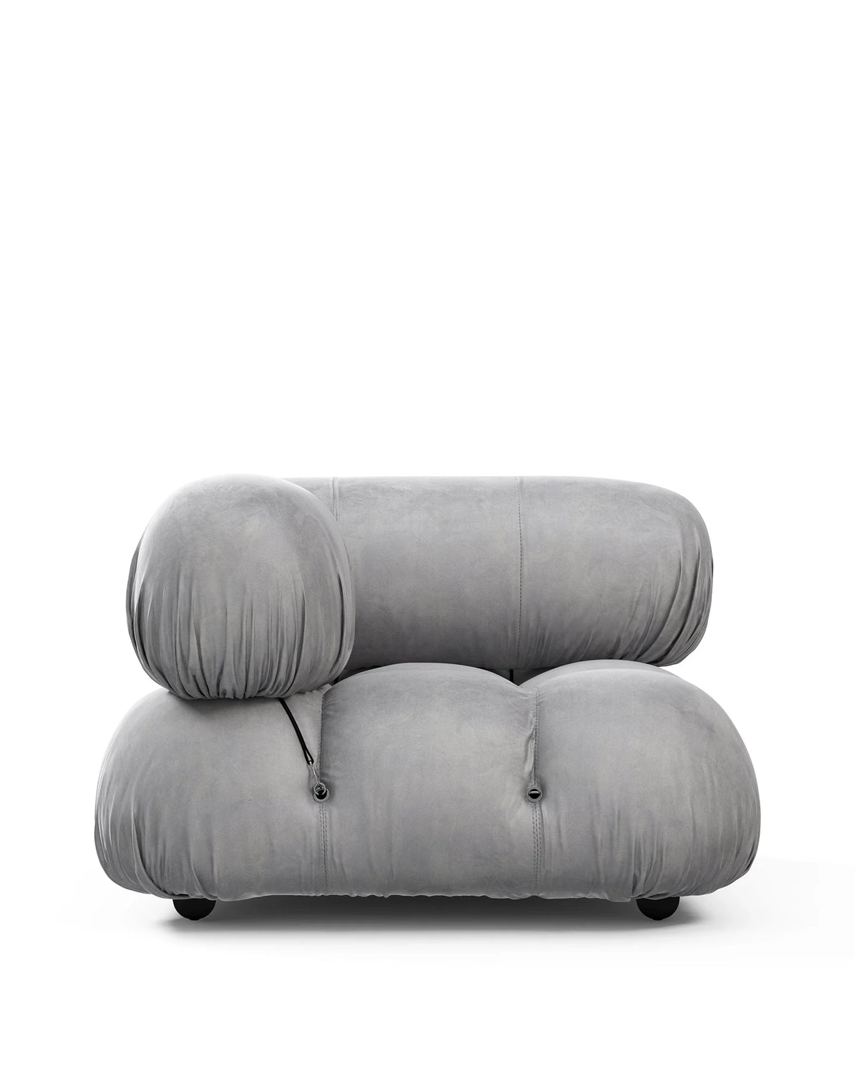 Cameleon 70™ left-corner module | deep tufting - light gray velvet - modules 70 | modular sofa element | madorne