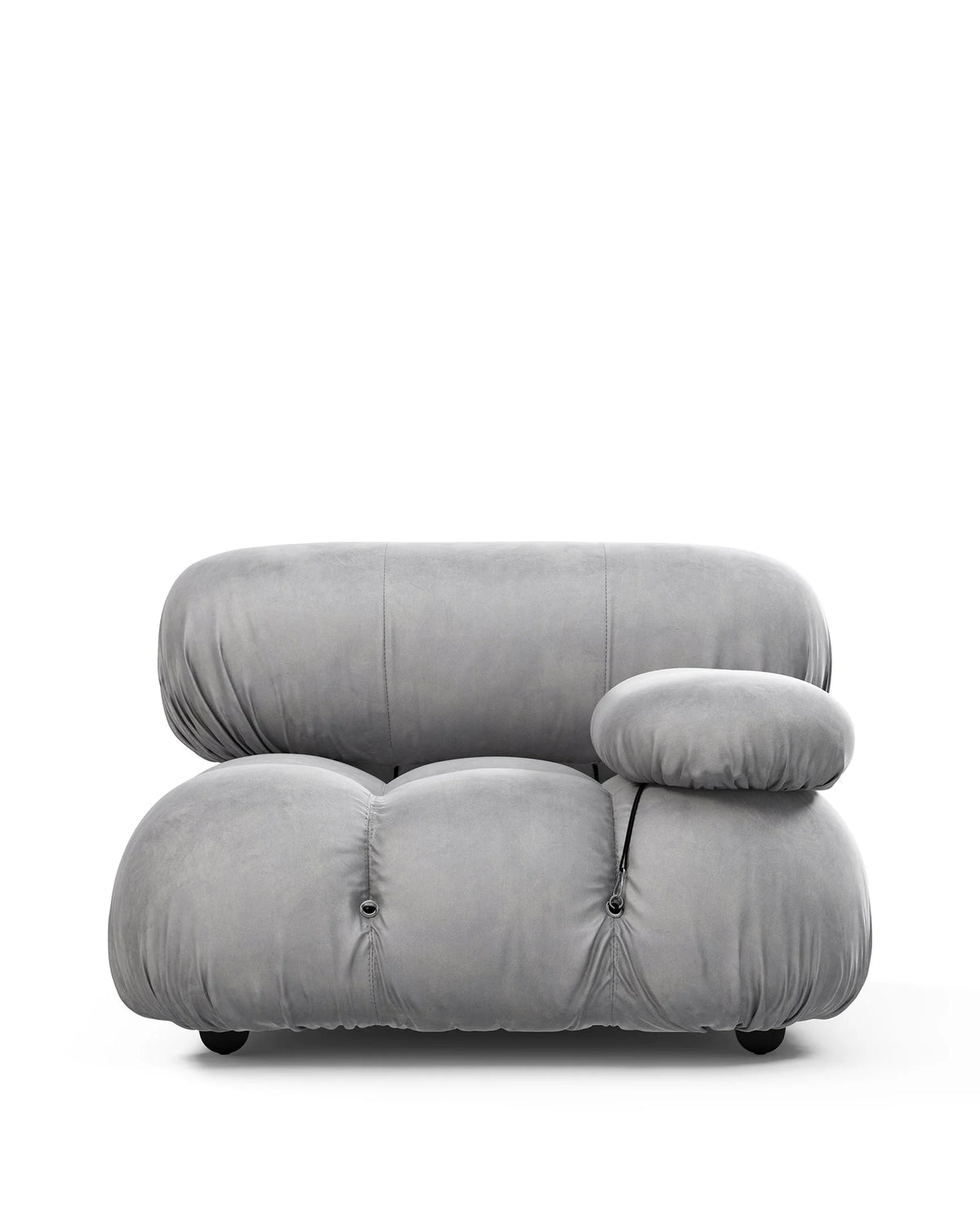 Cameleon 70™ right-arm module | deep tufting - light gray velvet - modules 70 | modular sofa element | madorne