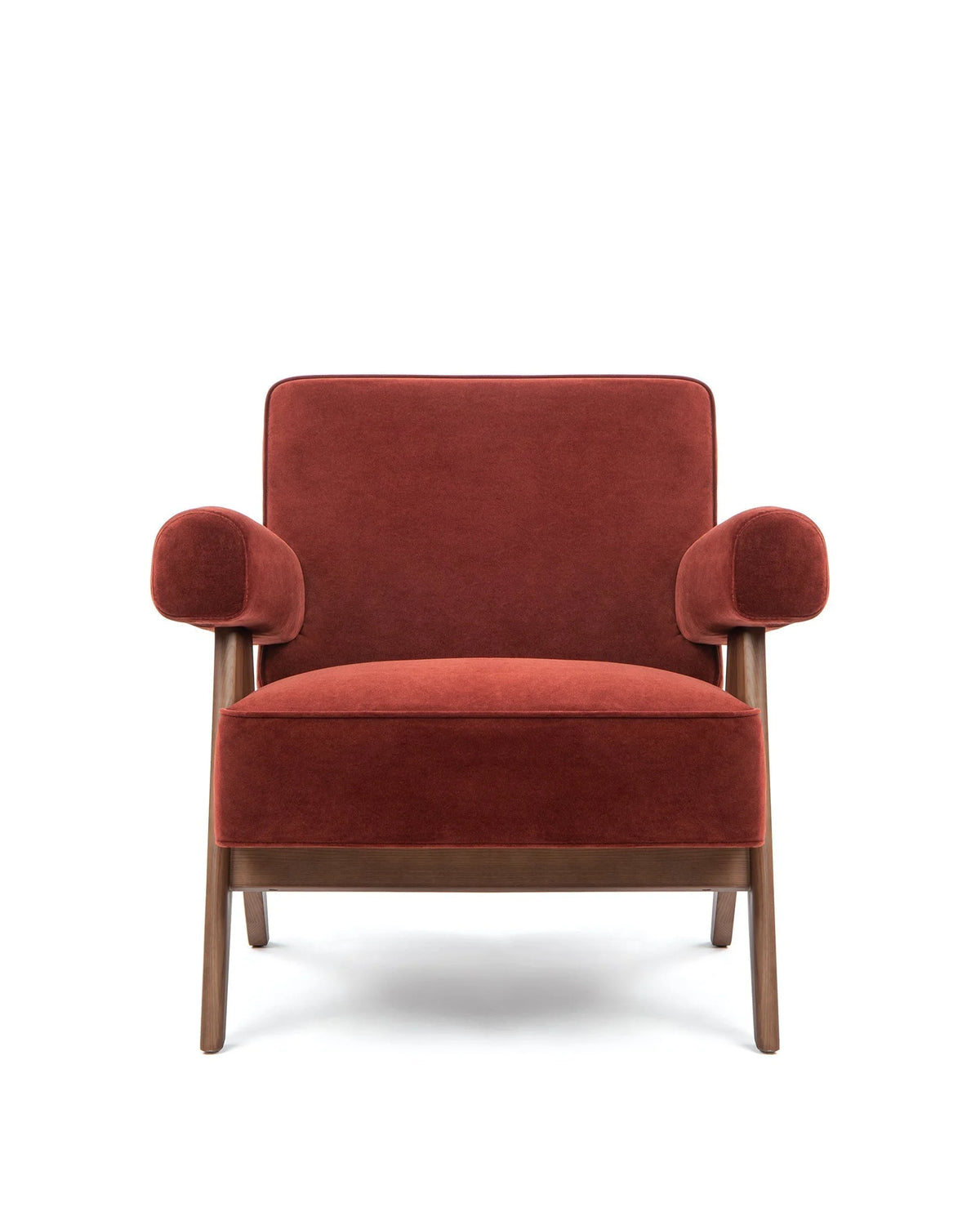 Capitol 50™ upholstered lounge chair | compass legs - burgundy silken velvet - chairs 50 | madorne