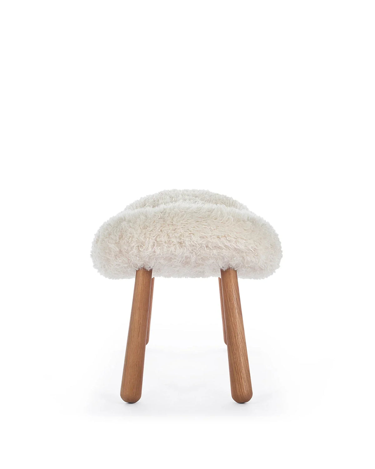 Clama 44™ ottoman | white long hair sherpa - stools & ottomans 44 | modern | contemporary design | madorne