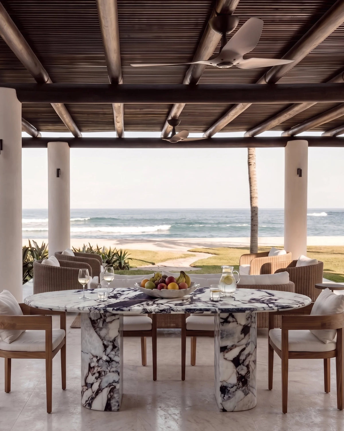 Danta 77™ dining table | marble or concrete - tables 77in | madorne