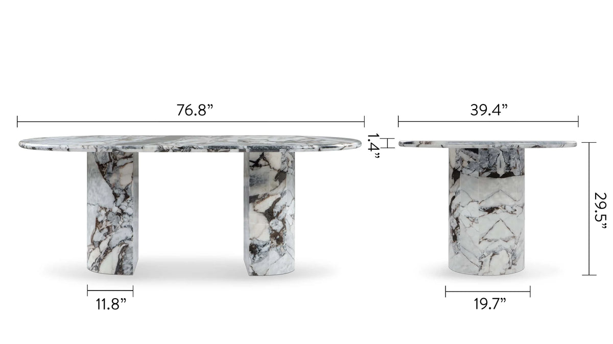 Danta 77™ dining table | marble or concrete - tables 77in | madorne