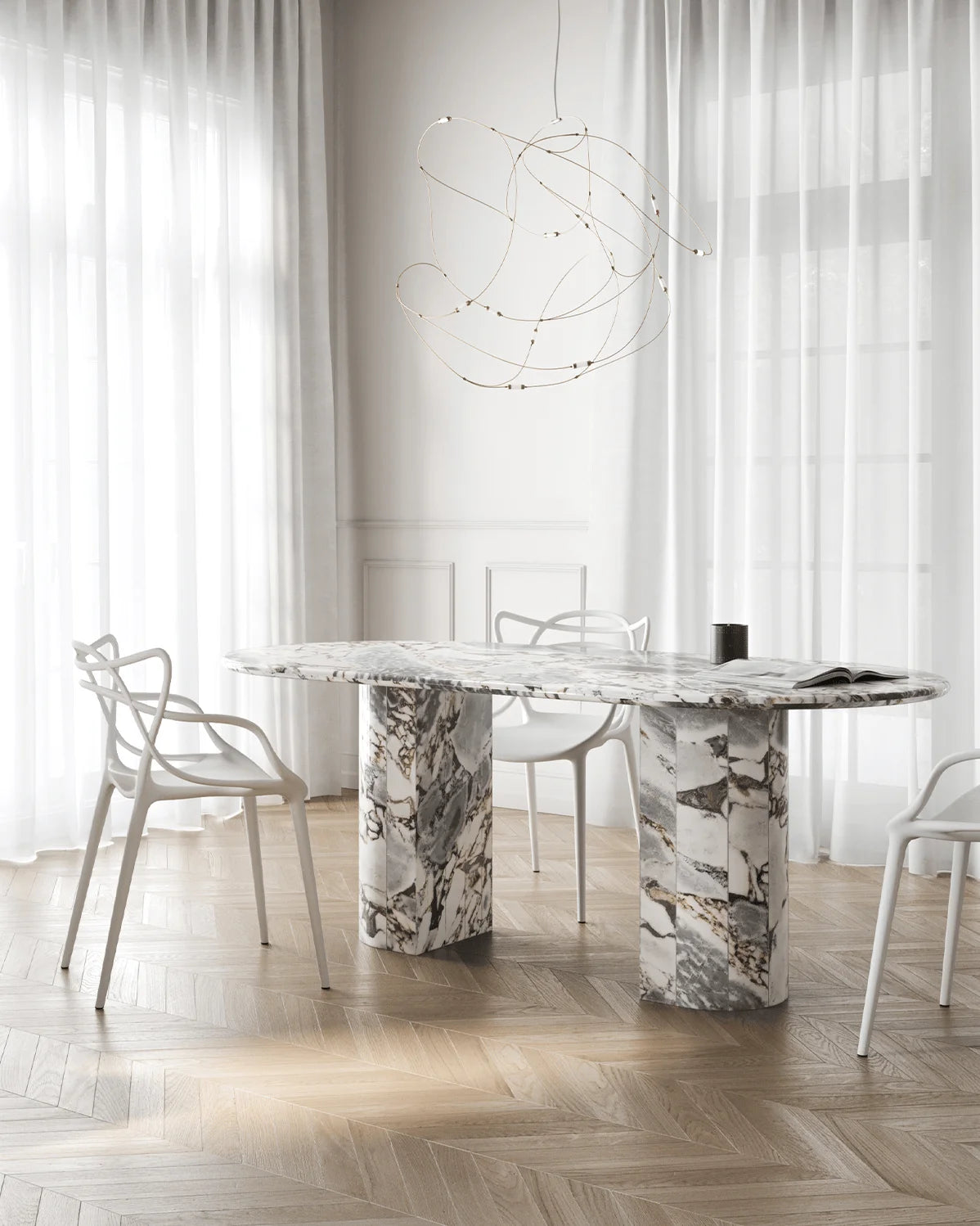 Danta 77™ dining table | marble or concrete - tables 77in | madorne