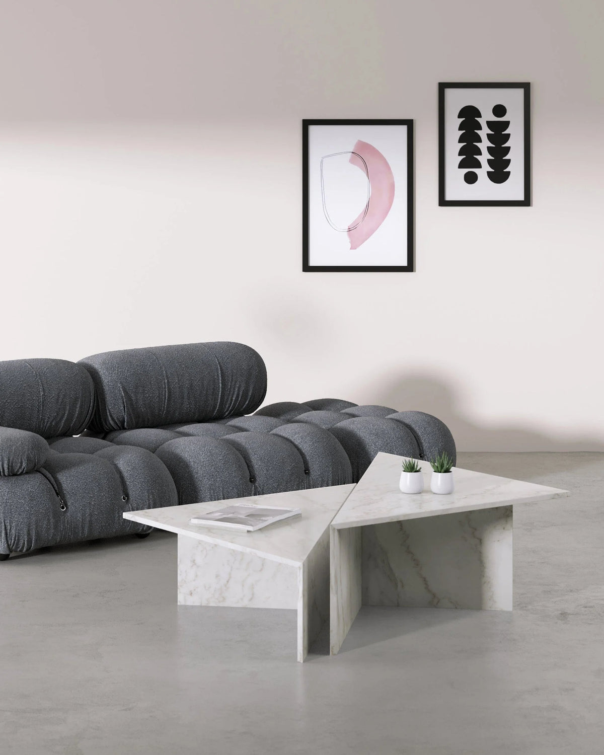 Deia™ coffee table set | polished italian white marble - tables deia | madorne