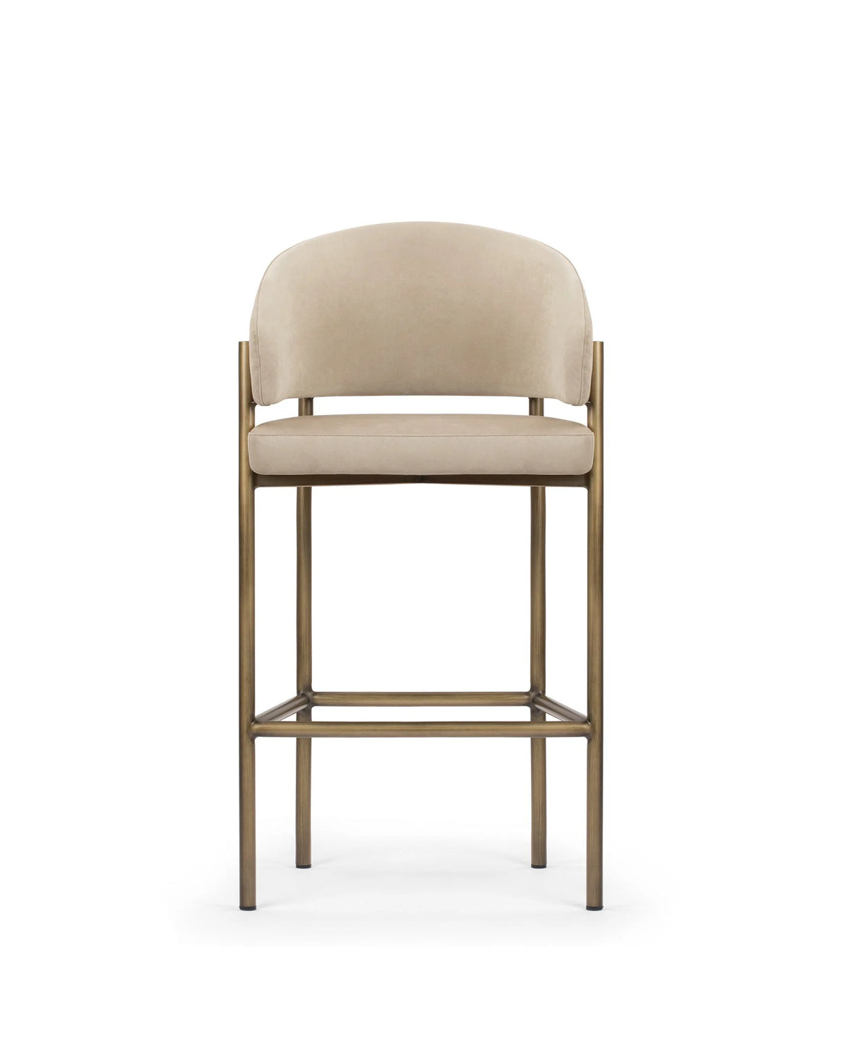 Esma™ bar stool | curved back and metal frame - latte vegan suede brushed brass - & counter stools esma | designer