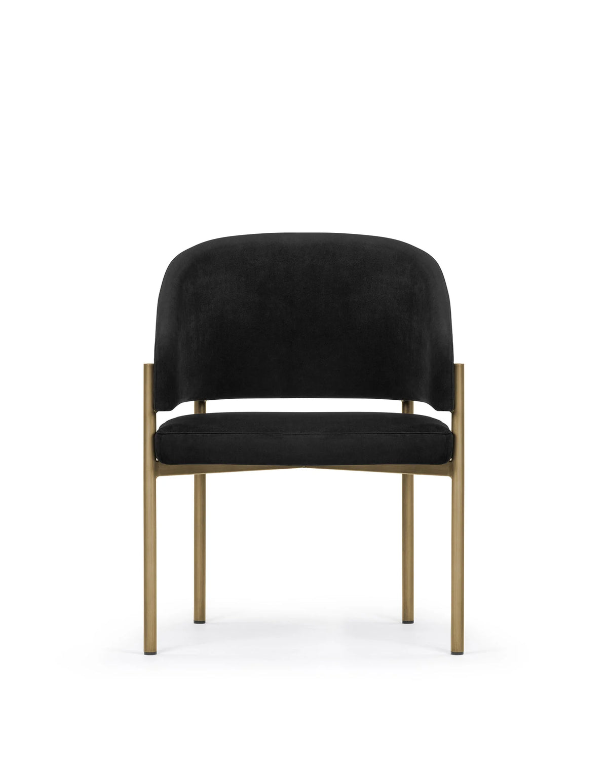Esma™ barrel dining chair | metal frame - black plush velvet and brushed brass - chairs curved with | madorne