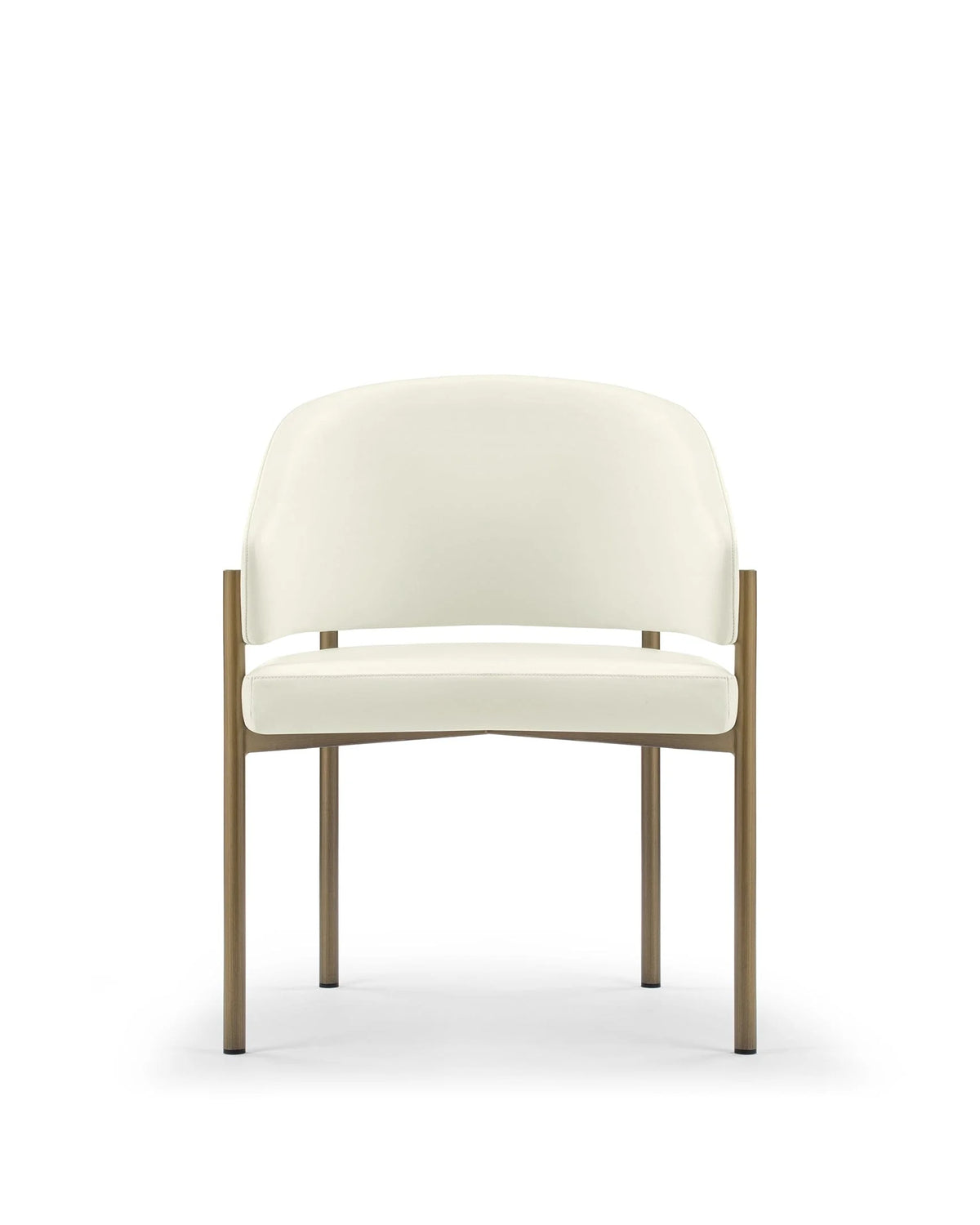 Esma™ barrel dining chair | metal frame - eggshell vegan leather and brushed brass - chairs curved with | madorne