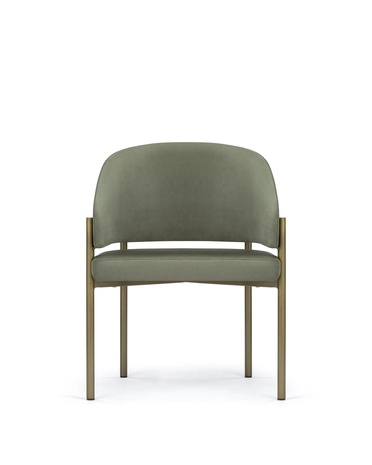 Esma™ barrel dining chair | metal frame - sage vegan suede and brushed brass - chairs curved with | madorne