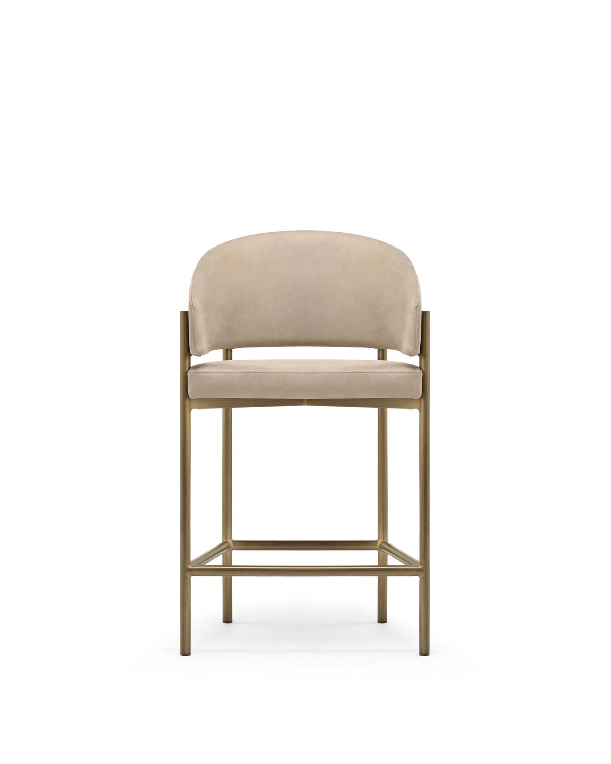 Esma™ counter stool | curved back and metal frame - latte vegan suede brushed brass - bar & stools esma | designer