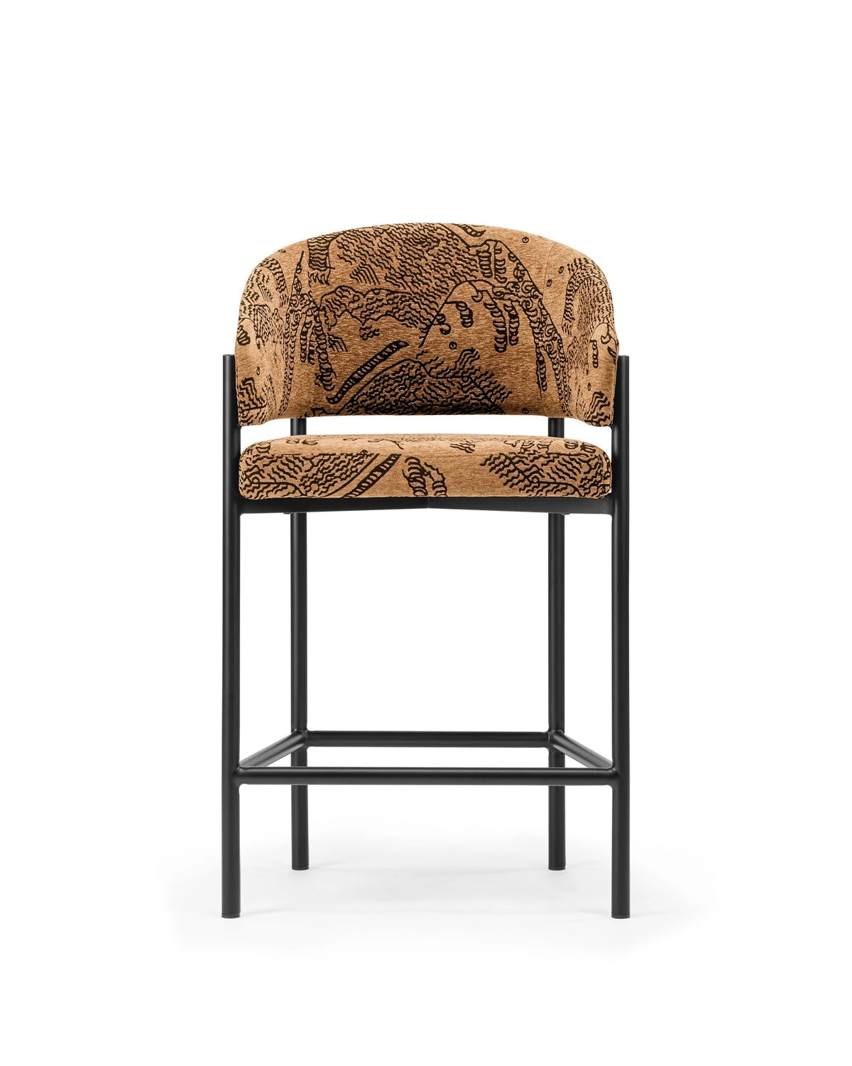 Esma™ counter stool | curved back and metal frame - tiger mountain chenille black - bar & stools esma | designer