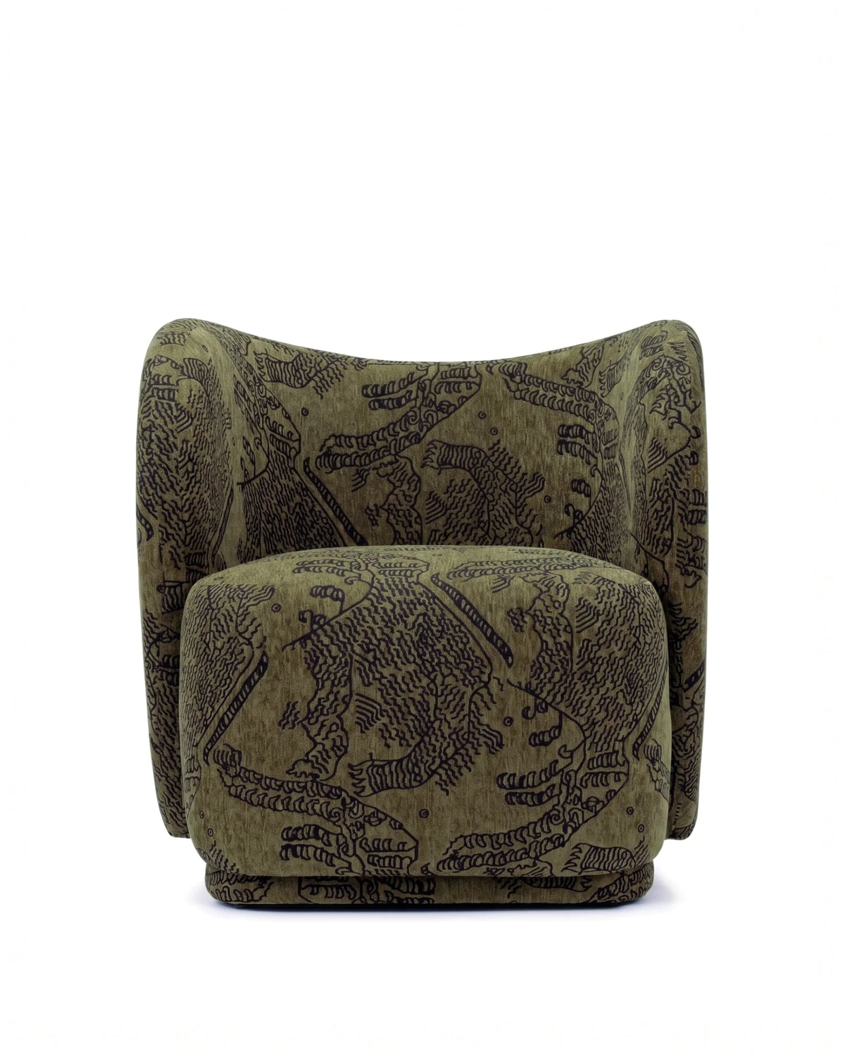 Essa wing™ lounge chair | sculptural upholstery - olive green tiger mountain chenille - chairs wing | designer | madorne