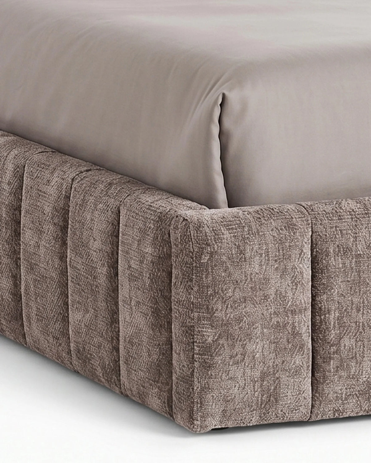 Forta™ queen bed | mushroom chenille - beds forta | modern furniture design | madorne