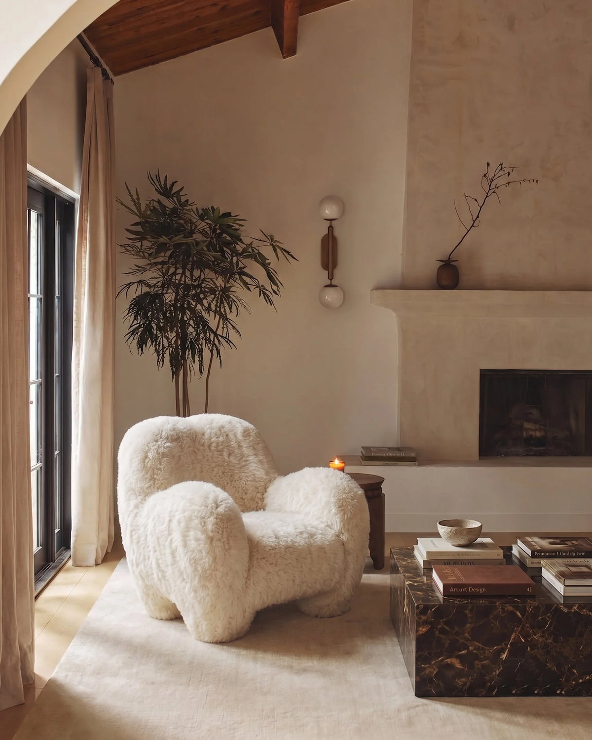 Goma™ lounge chair | long-hair sherpa - chairs goma | modern | madorne