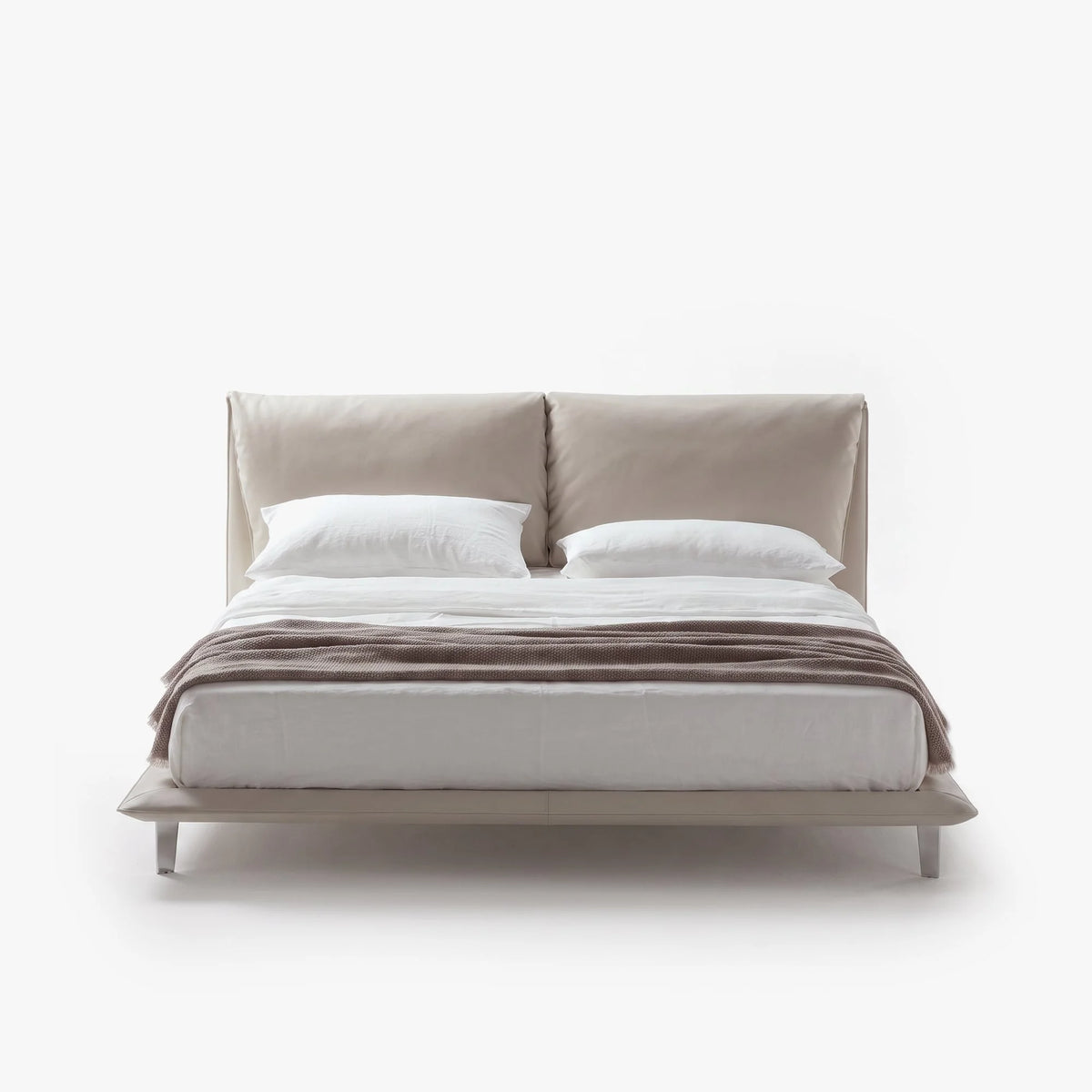 Jon 12 Low-Profile Leather Bed Frame – front view