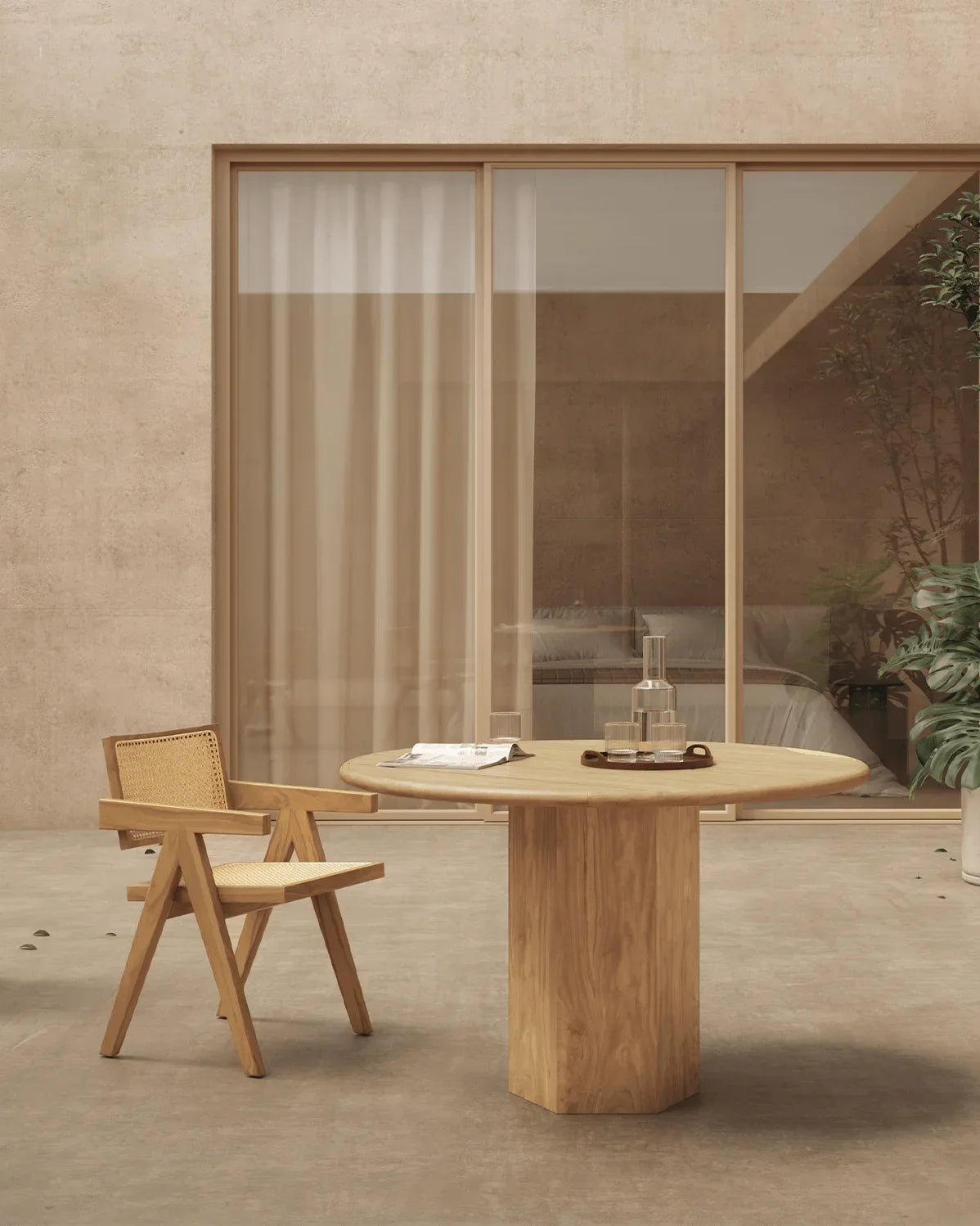 Lota™ outdoor dining table 47in | natural teak - tables lota | madorne