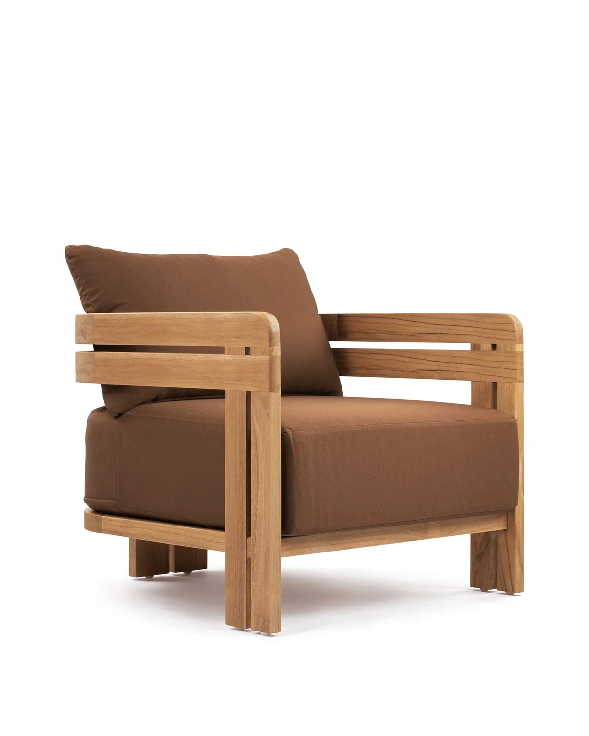 Luso™ outdoor lounge chair | teak platform - natural with mocha cushions - chairs luso | designer | madorne