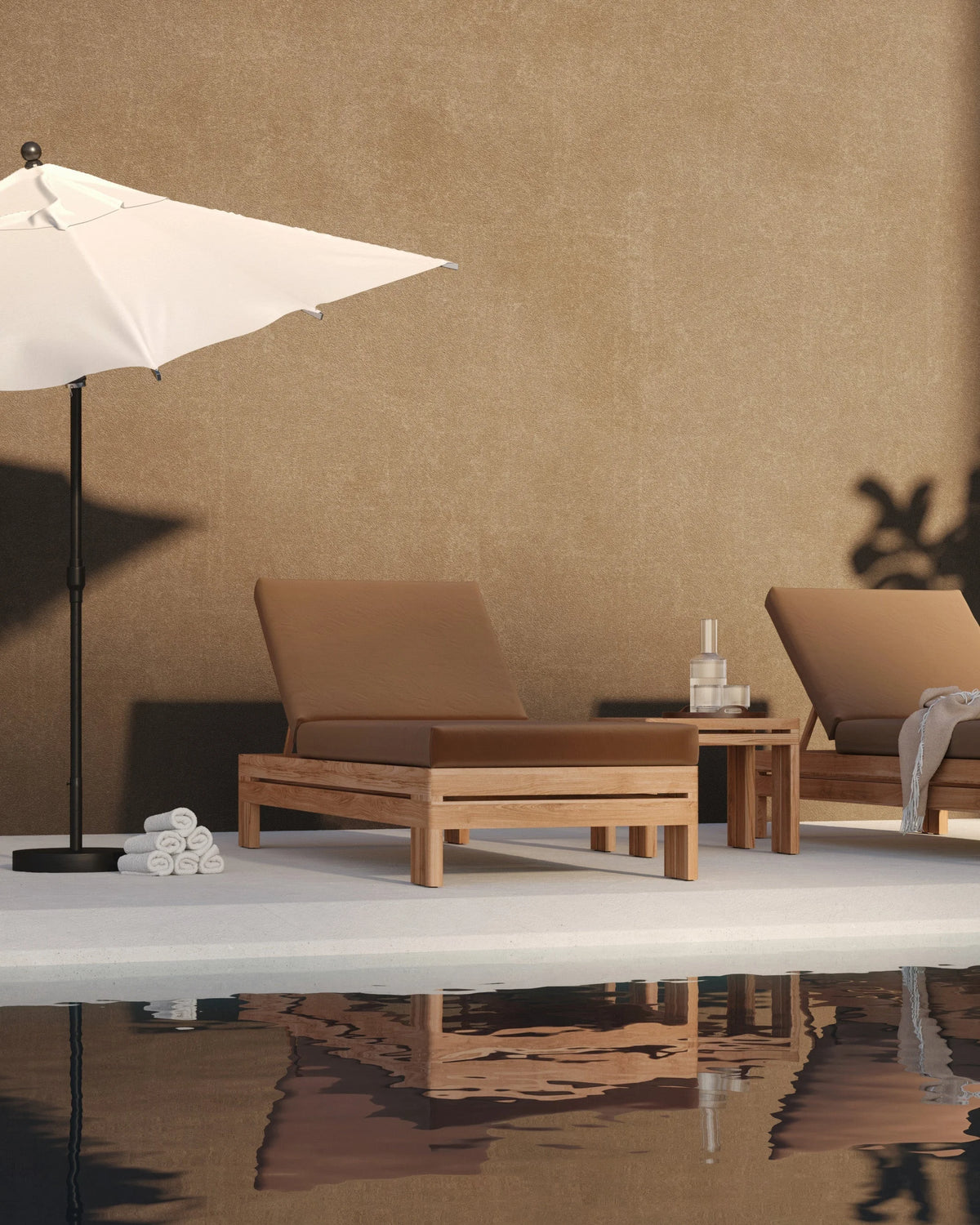 Luso™ outdoor lounger | teak and quick-dry cushion - lounge chairs luso | madorne