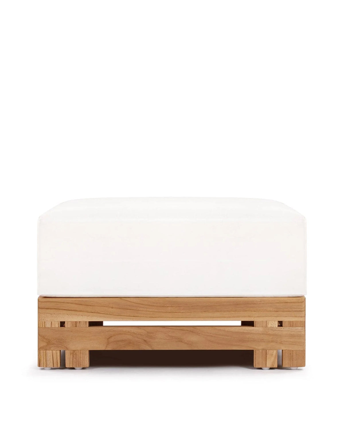Luso™ outdoor ottoman | teak and cushion - natural with white cushions - stools & ottomans luso | designer | madorne