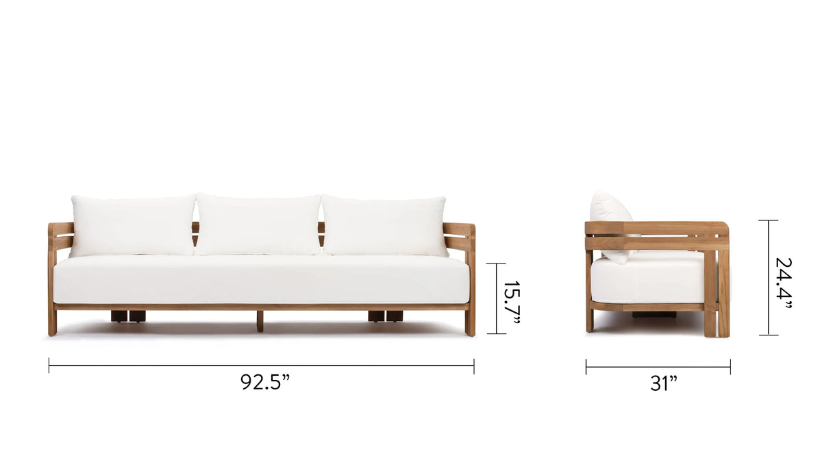 Luso™ outdoor three-seater sofa | teak platform - sofas luso | madorne