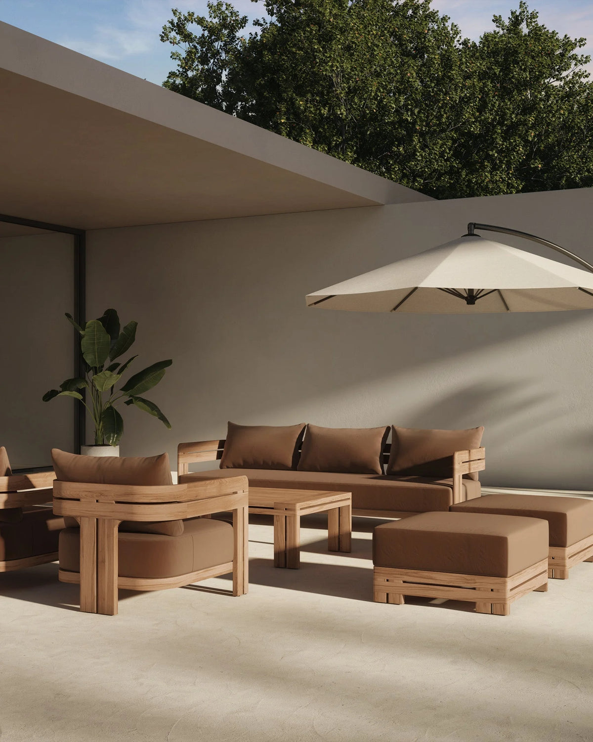 Luso™ outdoor three-seater sofa | teak platform - sofas luso | madorne