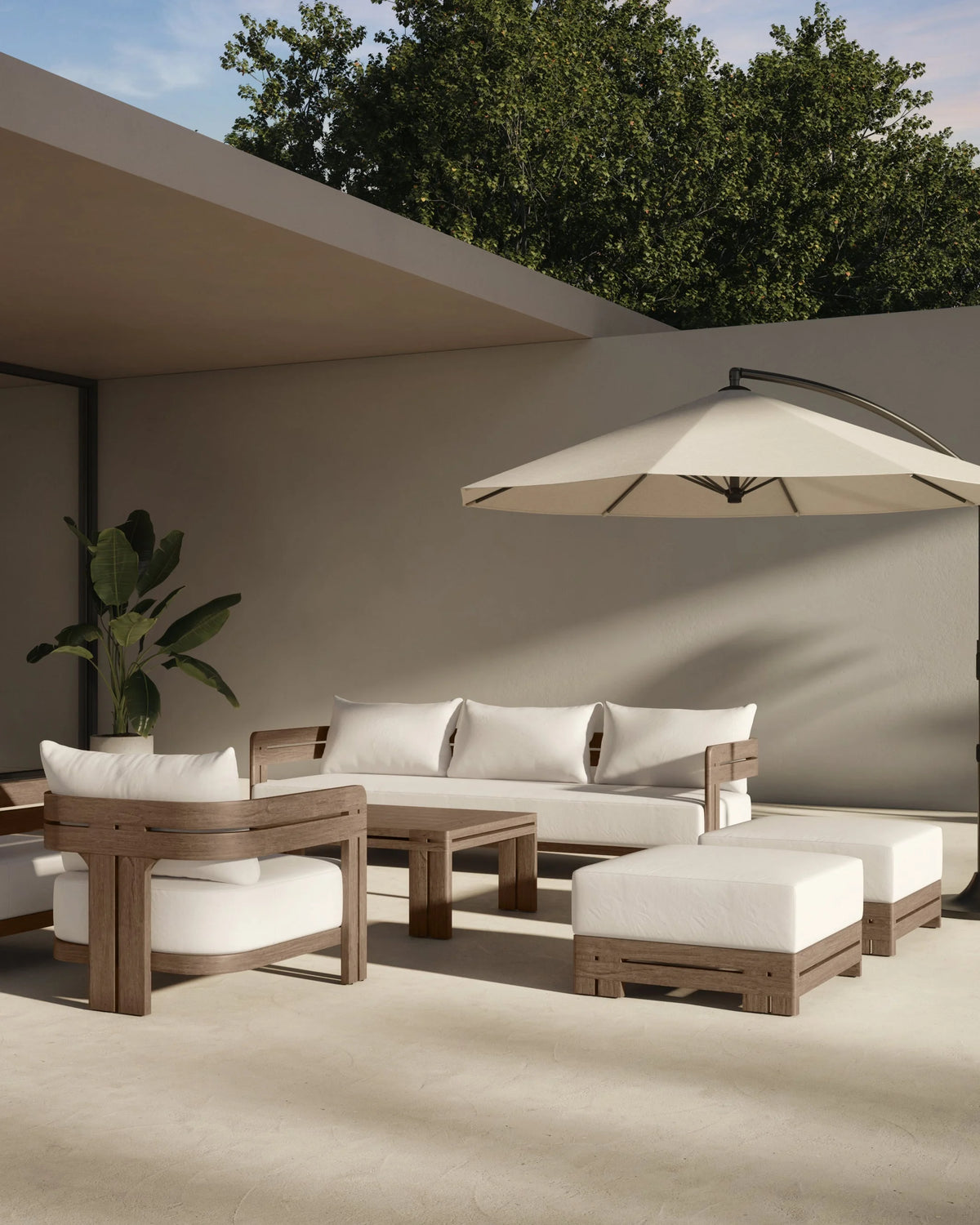 Luso™ outdoor three-seater sofa | teak platform - sofas luso | madorne