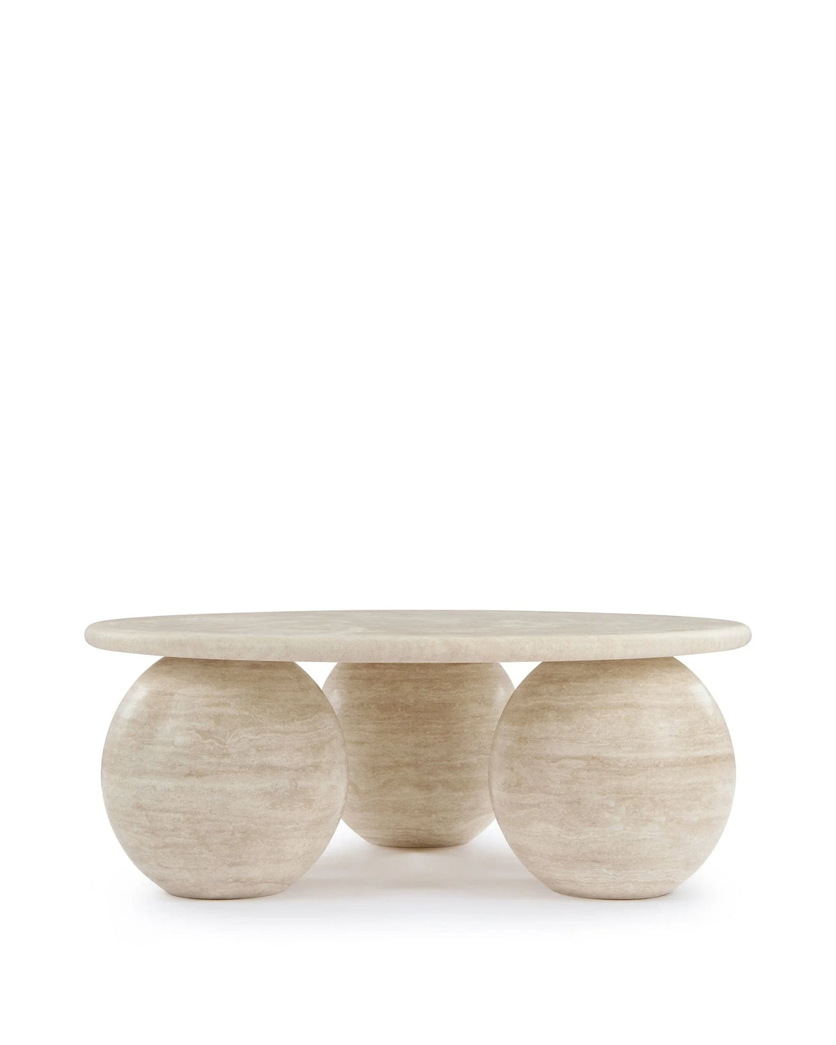 Maia orb™ coffee table | stone finish - tables three-sphere travertine | madorne