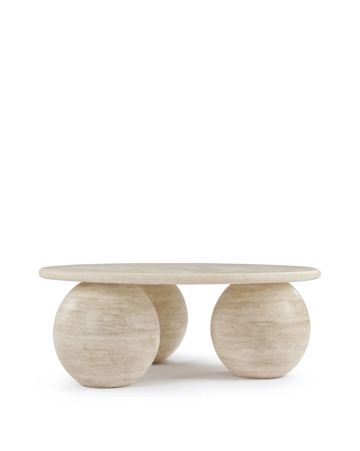 Maia orb™ coffee table | stone finish - tables three-sphere travertine | madorne