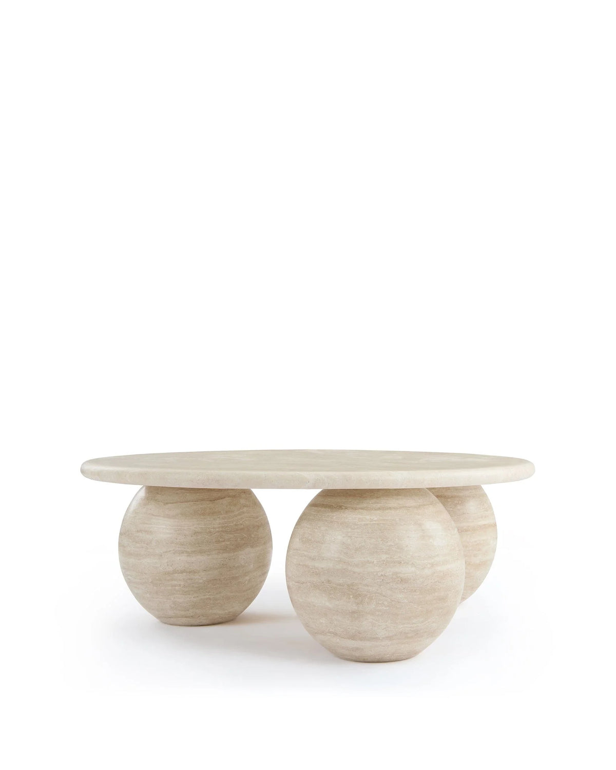 Maia orb™ coffee table | stone finish - tables three-sphere travertine | madorne
