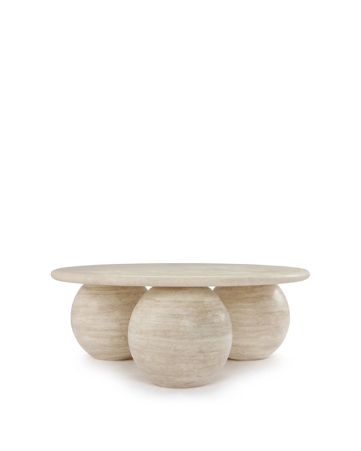 Maia orb™ coffee table | stone finish - travertine textured concrete - tables three-sphere | madorne