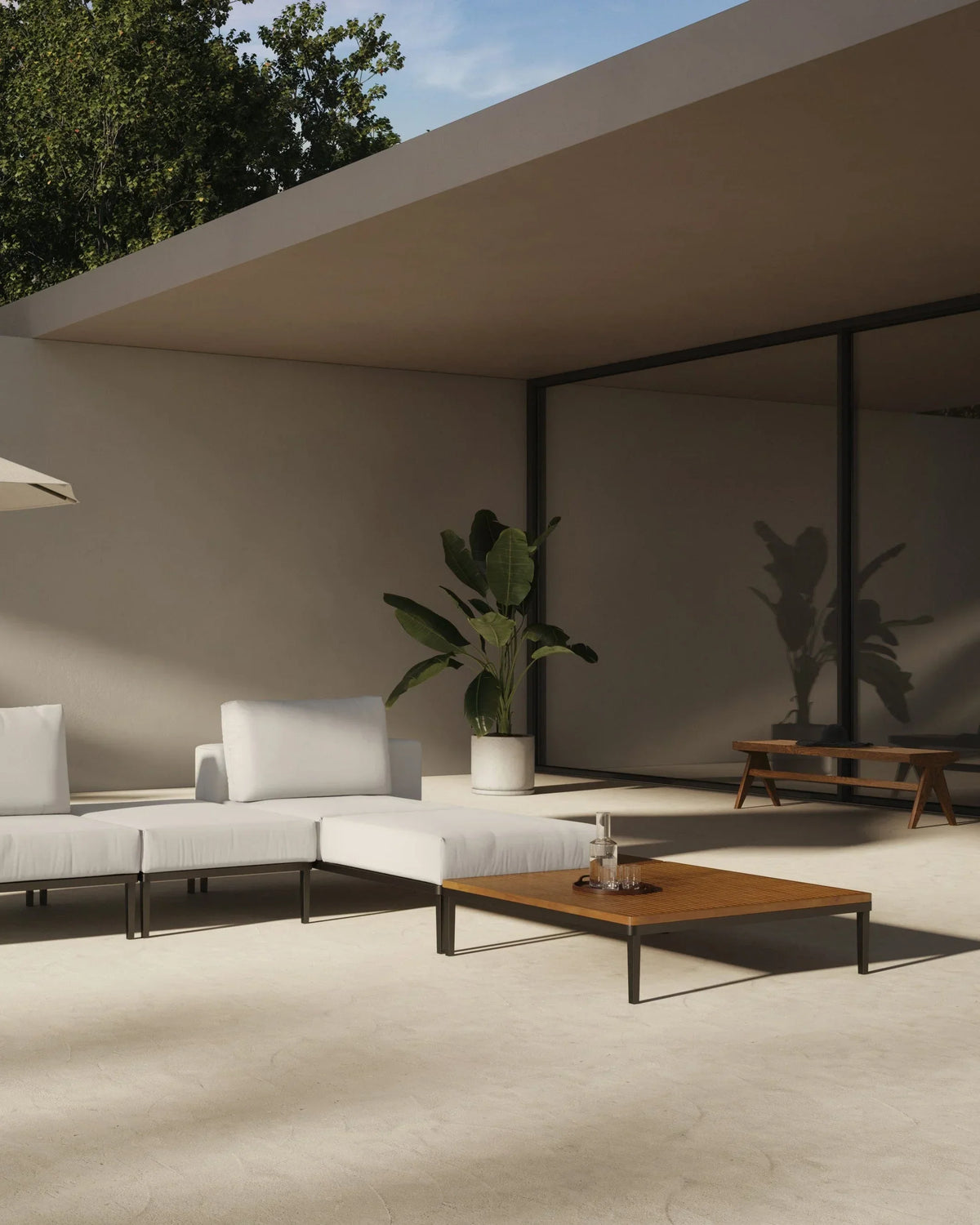 Marca™ outdoor end table | natural teak - side tables marca | madorne