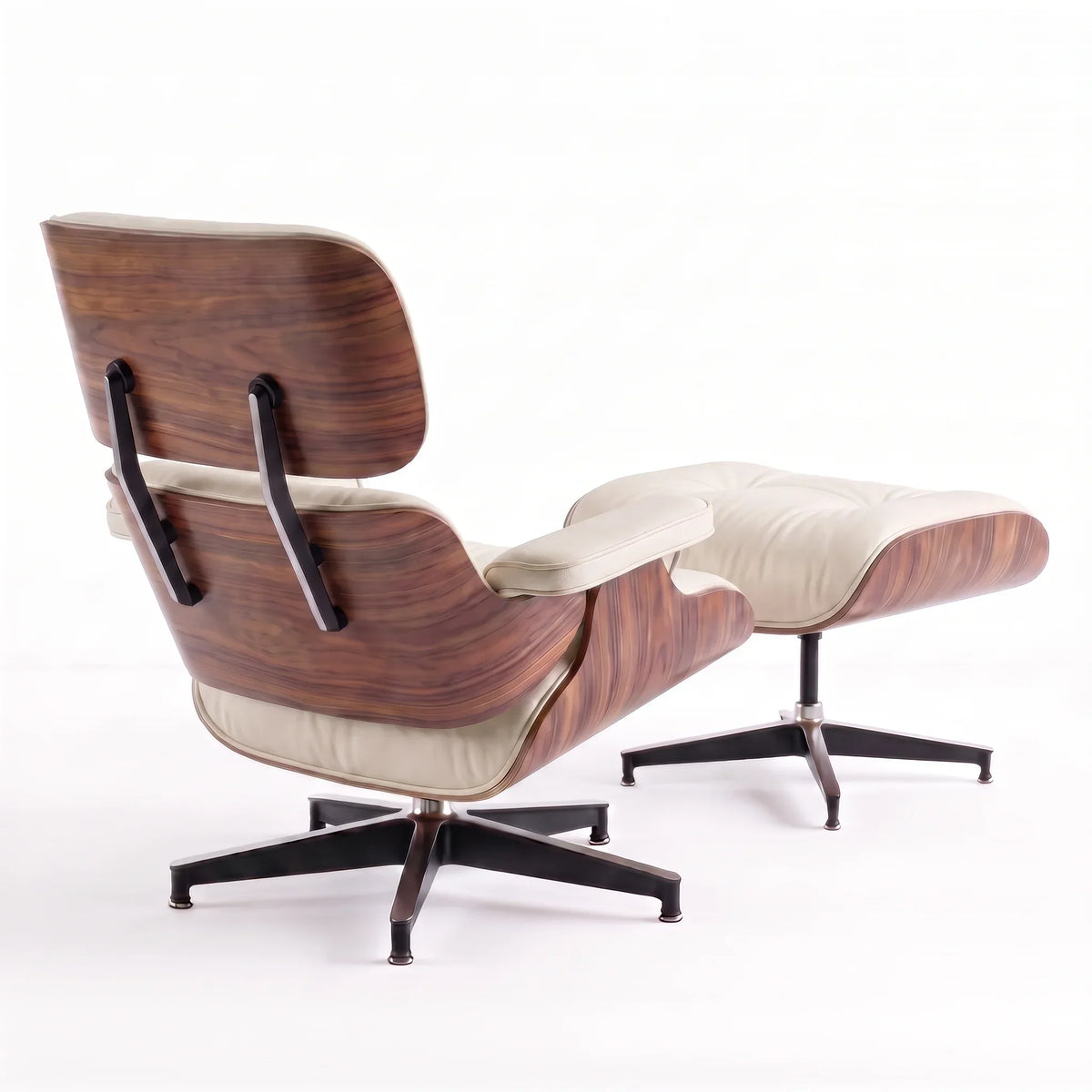 Marlow Lounge Chair and Ottoman in full-grain leather and molded veneer | Madorne