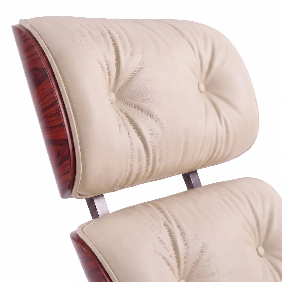 Marlow Lounge Chair and Ottoman in Cornsilk leather and Rosewood veneer | Madorne