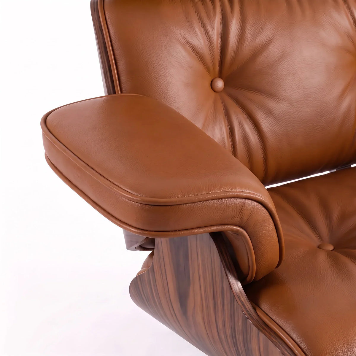 Marlow Lounge Chair and Ottoman in Chocolate leather and Palisander veneer | Madorne