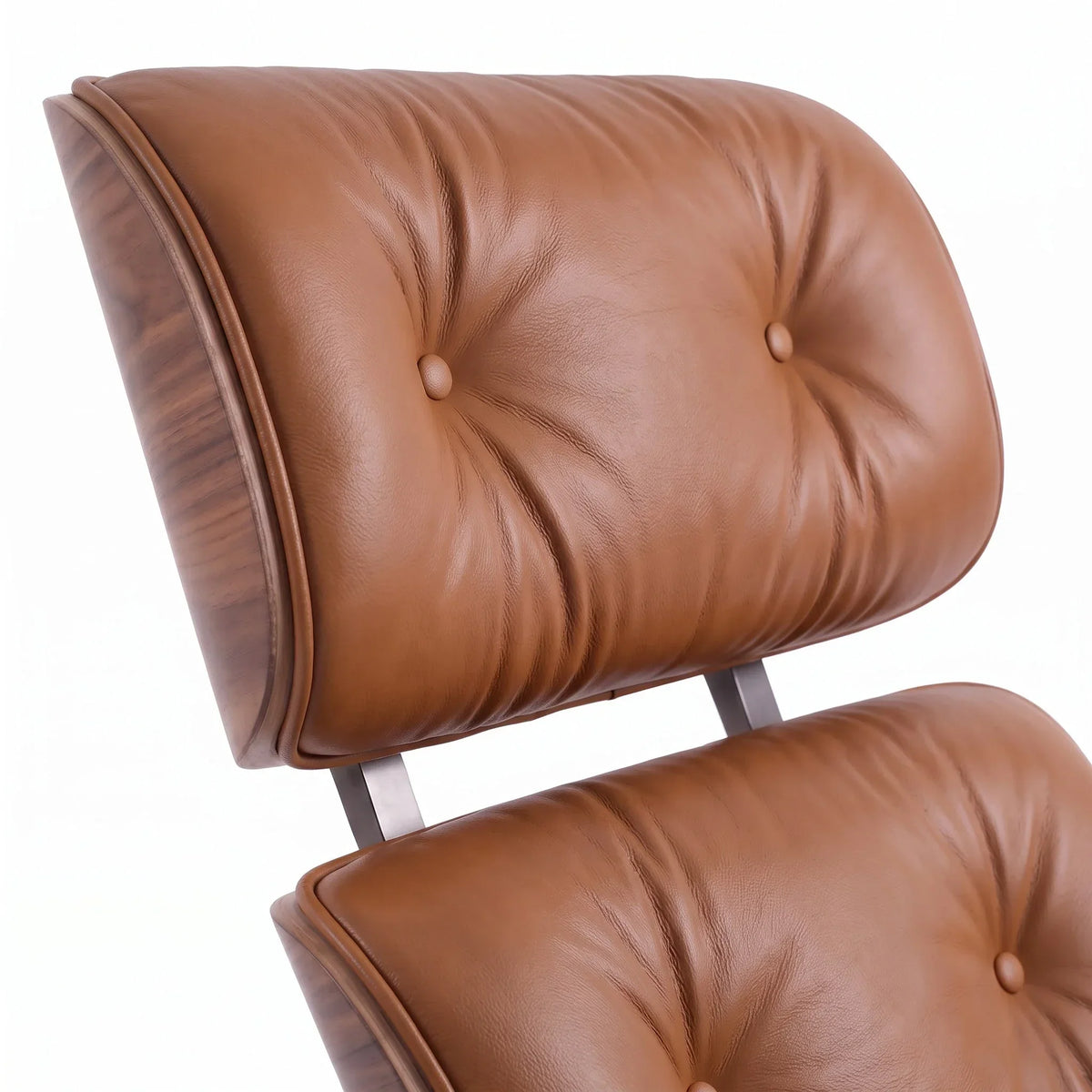 Marlow Lounge Chair and Ottoman in Chocolate leather and Walnut veneer | Madorne
