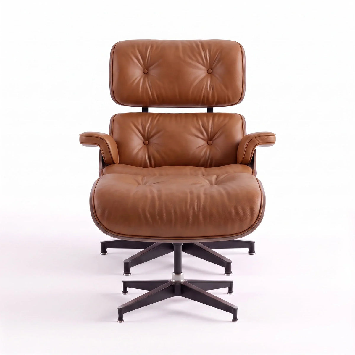 Marlow Lounge Chair and Ottoman in Chocolate leather and Palisander veneer | Madorne